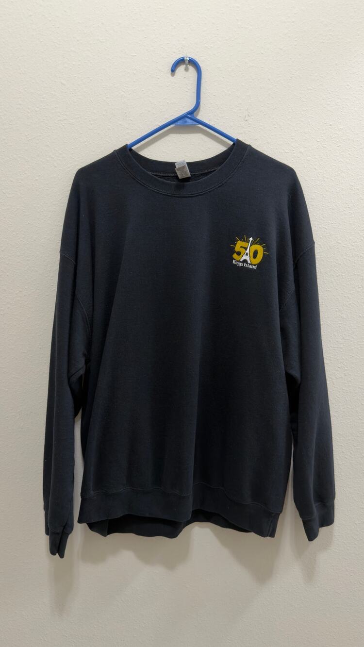 Kings Island 50th Anniversary Black Embroidered Crewneck Sweatshirt Adult XL